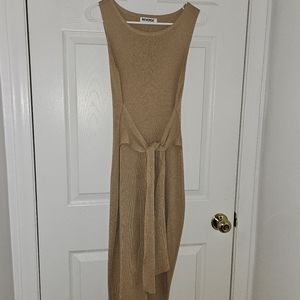 Tan midi tie dress